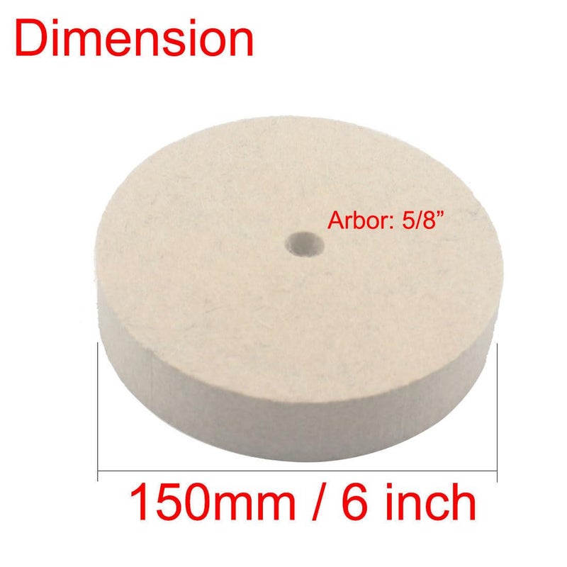 JUNLIXN 𝐉𝐔𝐍𝐋𝐈𝐗𝐍 6 Inch Hard Wool Buffing Wheel - 5/8 Inch Arbor Hole Wool Felt Buffing Polishing Wheels for Die Grinder Bench Grinder - Image 3